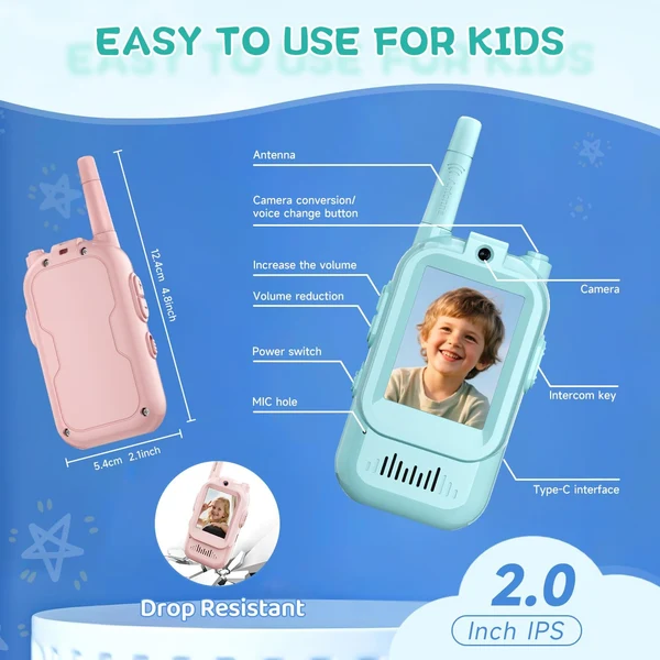 Video   Walkie   Talkie   Set   Rechargeable   for   Kids